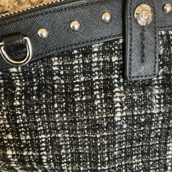 Henri Bendel West 57th studded tweed satchel/crossbody - Picture 3 of 7
